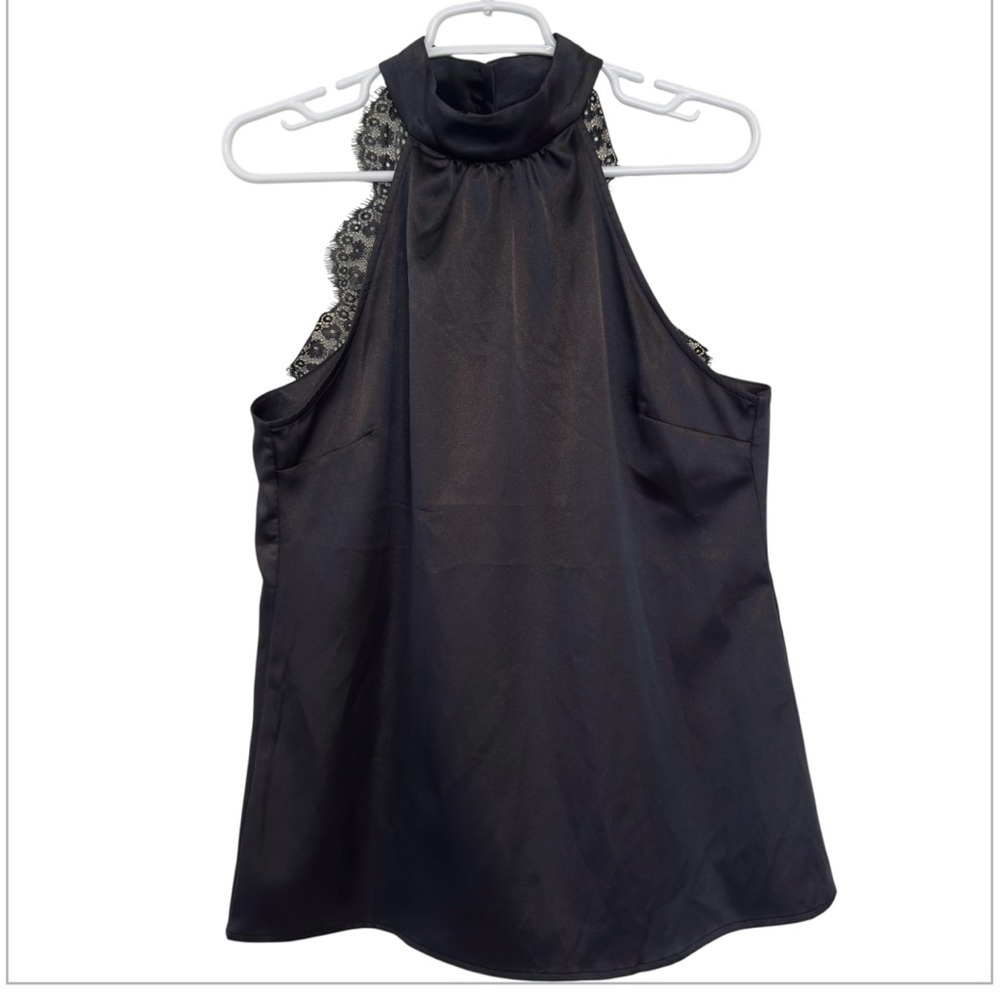 Charlotte Russe -Black silky lace halter top - NWT - Women’s Size Large